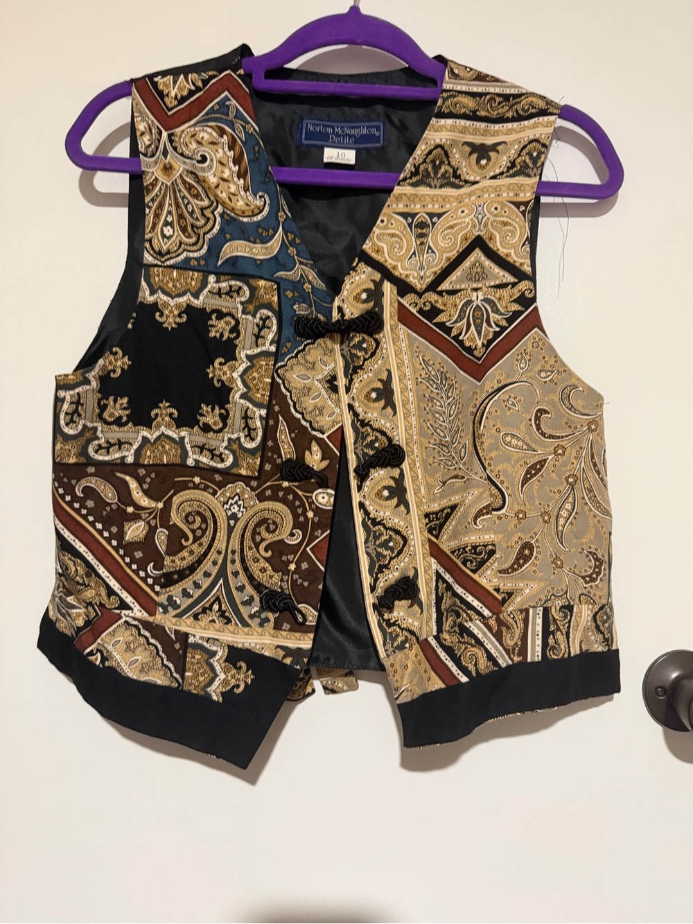 Vintage Norton McNaughton Petite Paisley Vest | Size 10P | 80s/90s